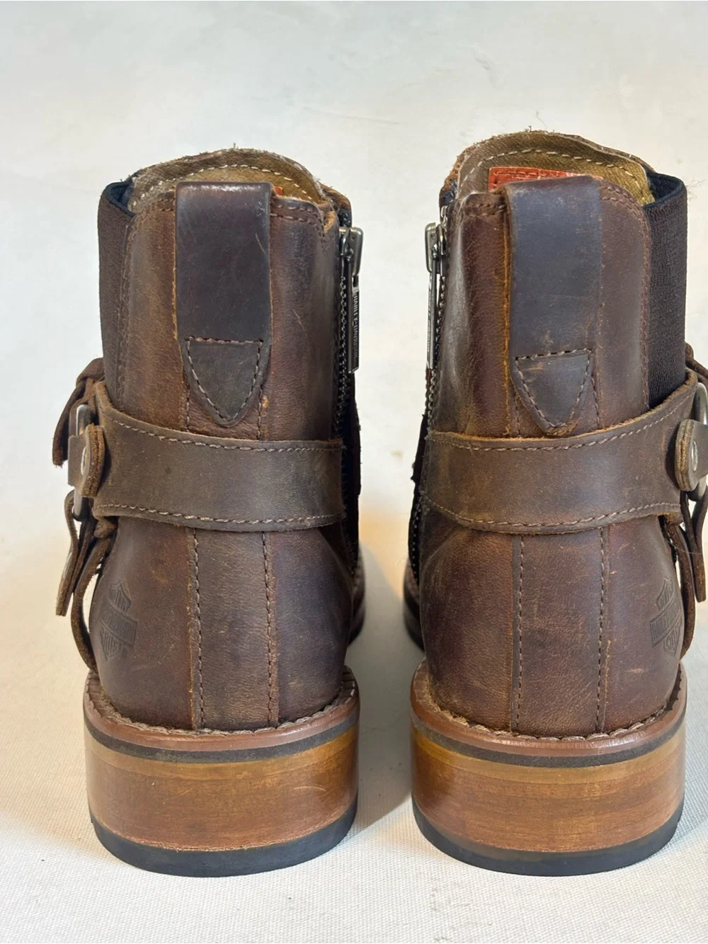 Harley-Davidson Women’s Brown Leather Harness Ankle Boots, size 5.5